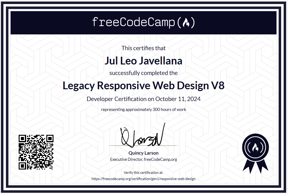 FreeCodeCamp Responsive Web Design Certification