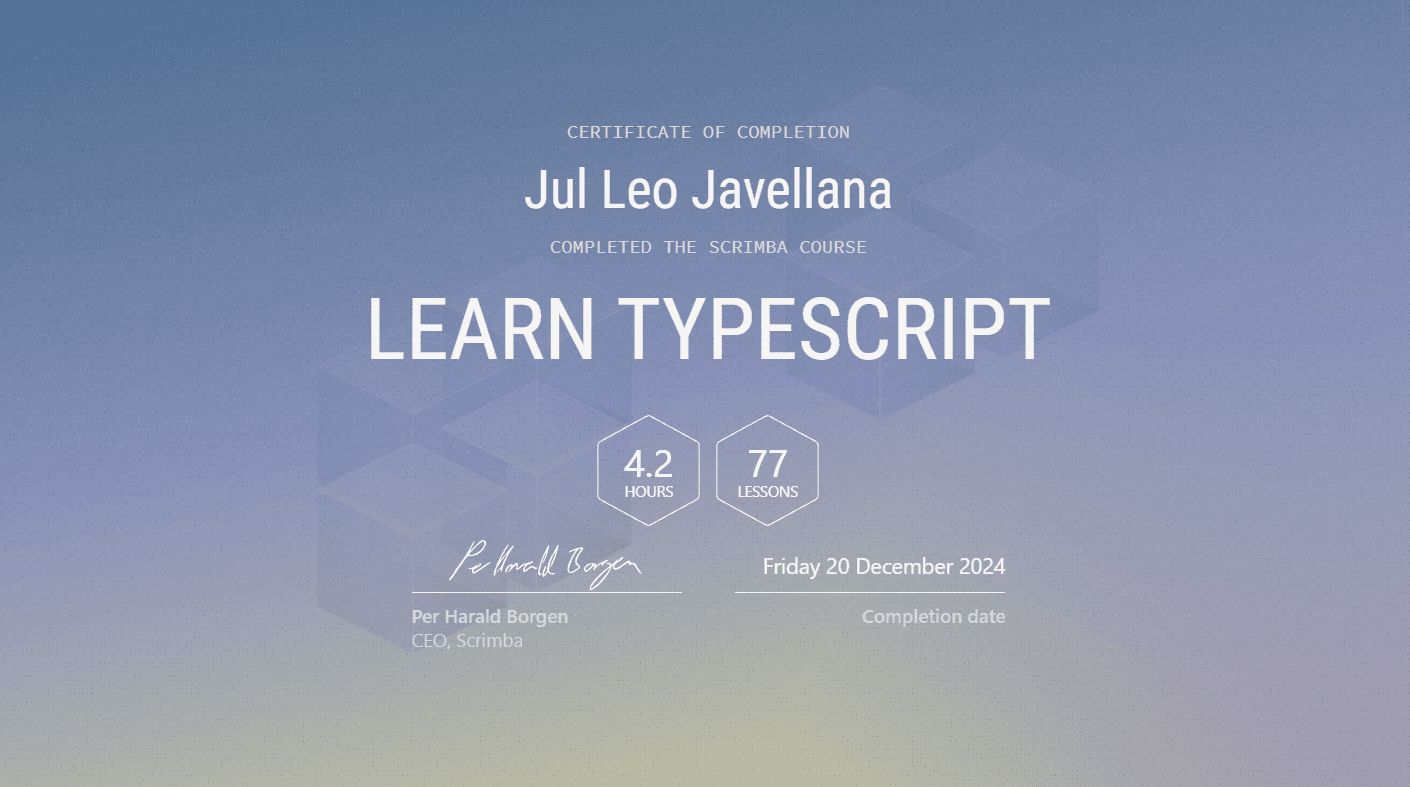 Scrimba TypeScript Certification
